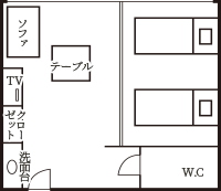 和風モダンツイン 22㎡(柱なし) 間取り図