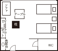 和風モダンツイン 22㎡(柱あり) 間取り図